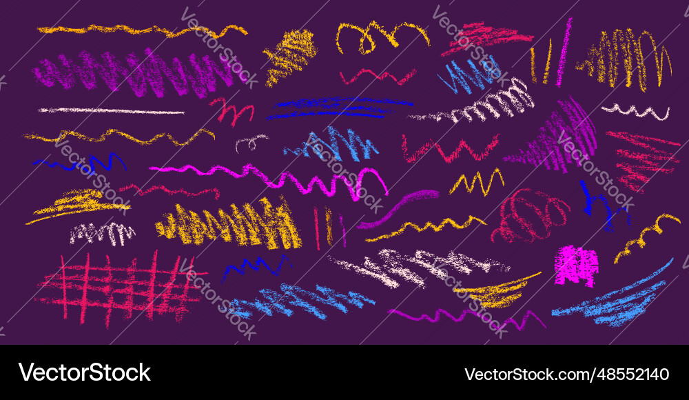 Color crayon or charcoal lines set doodle Color crayon or charcoal lines set doodle vector image