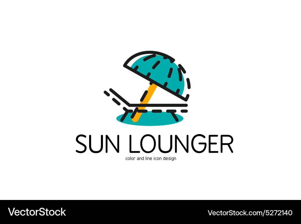 Color line icon for flat design sun lounger Vector Image