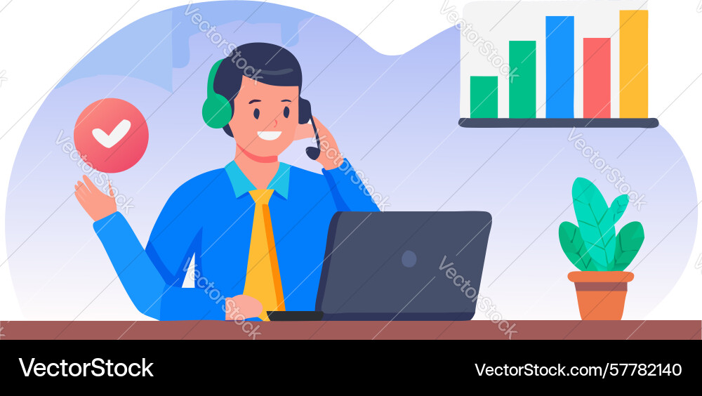 Customer support agent working symbolizing vector image