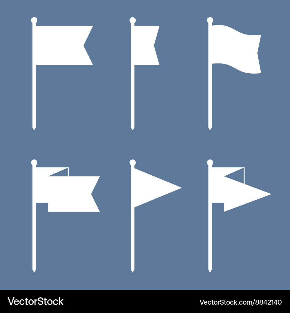 Flag pin flat icon set vector image