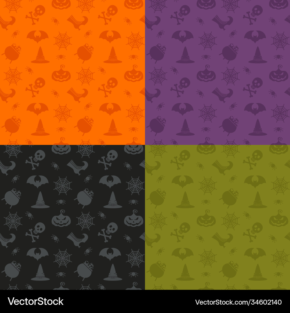 Halloween seamless patterns set color Halloween seamless patterns set color vector image