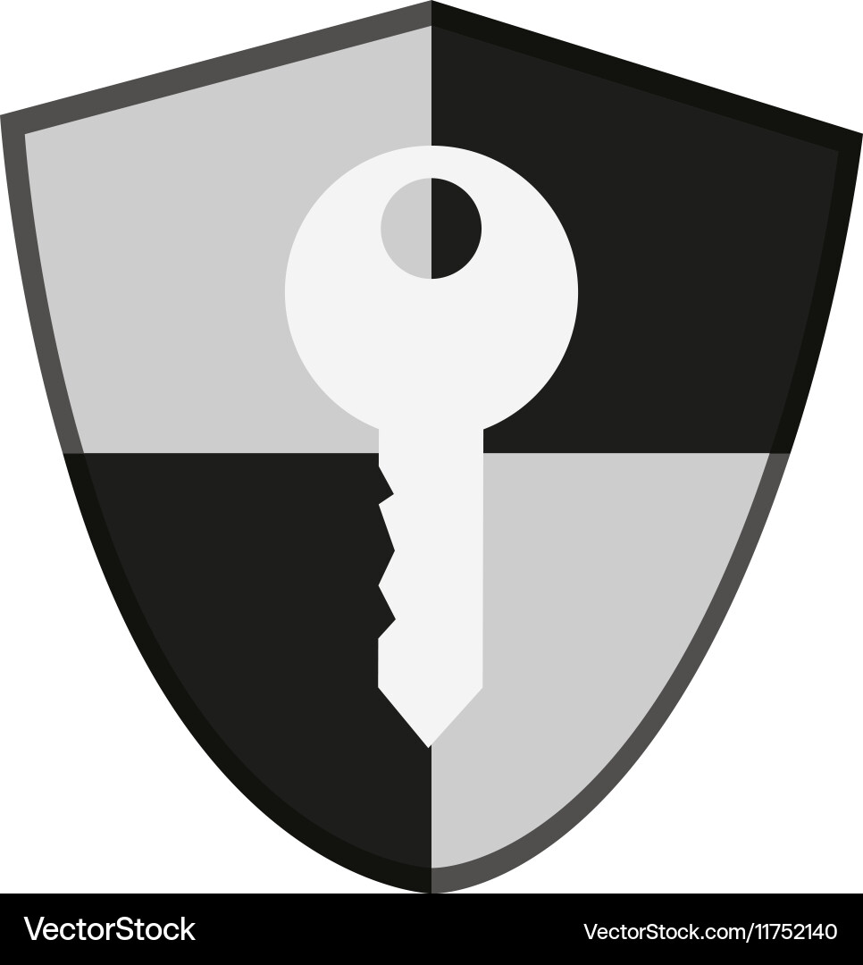 Isolated key inside shield design Vector Image