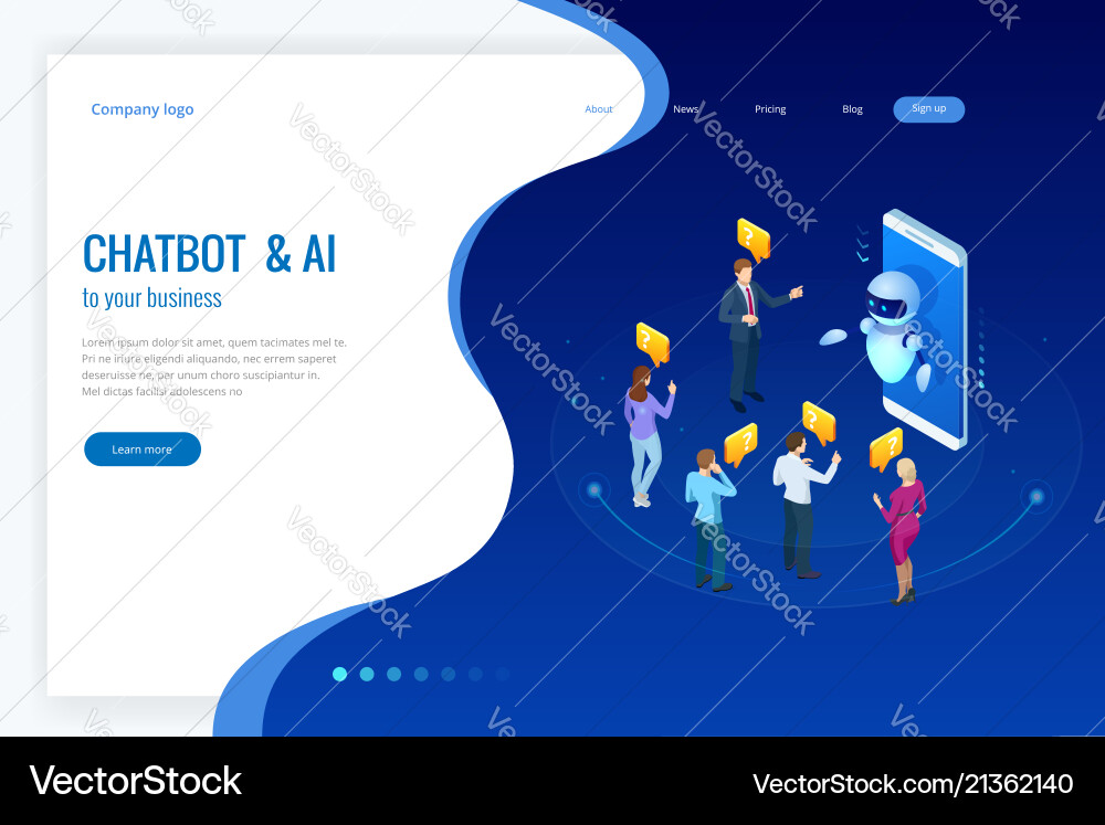 Isometric artificial intelligence chat bot Vector Image