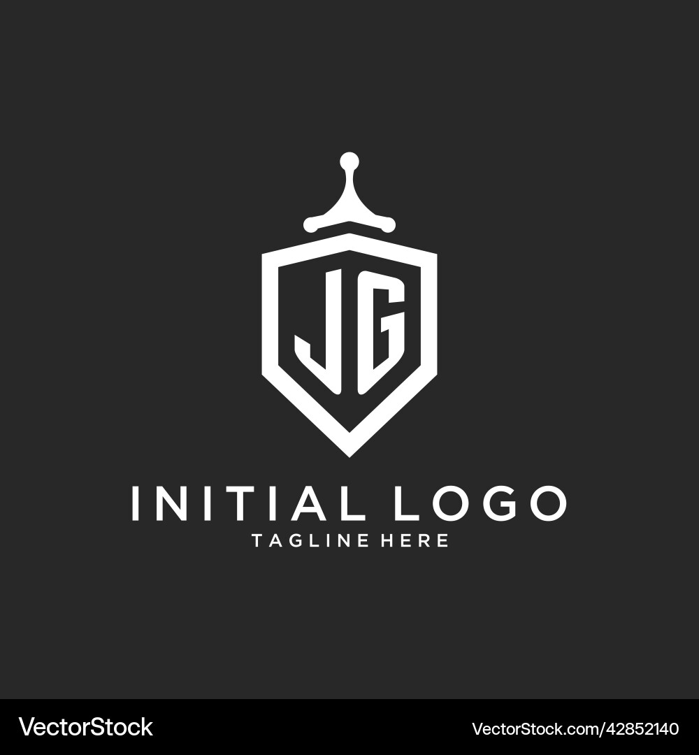 Jg monogram logo initial with shield guard shape Vector Image