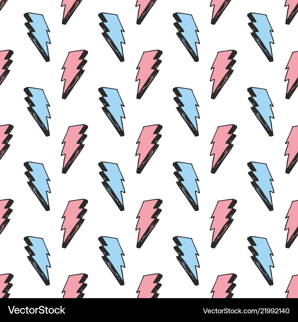 Lightning seamless pattern hand drawn sketched vector image