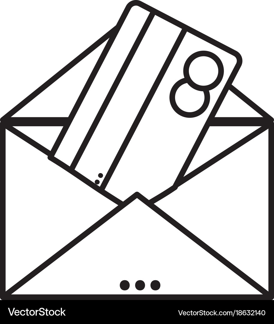 Line e-mail text message with credit card inside Vector Image