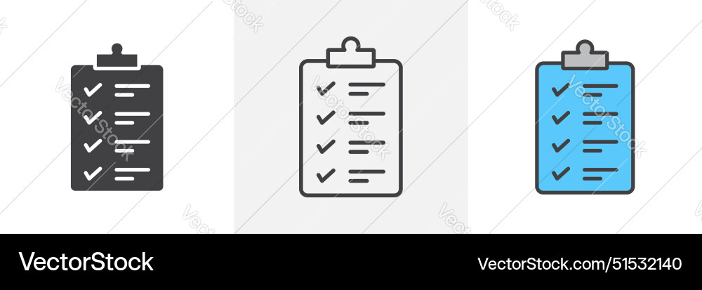 List check icon set checklist document clipboard Vector Image