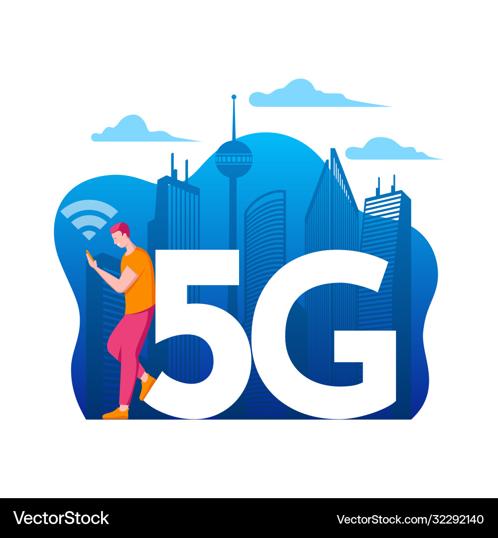 Man with gadget use highspeed internet 02 Man with gadget use highspeed internet 02 Vector Image