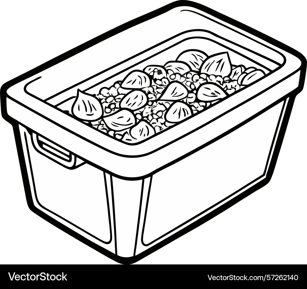 Outline drawing of a container filled with seeds Vector Image