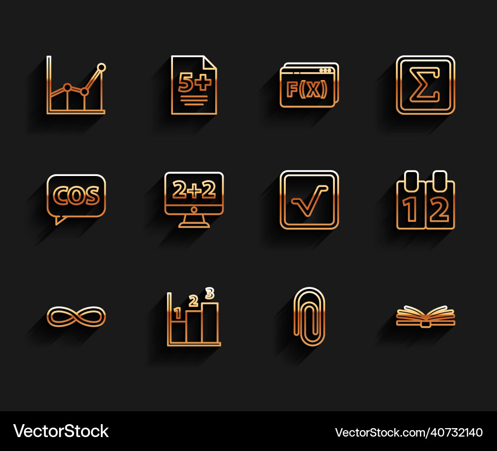 Set line function mathematical symbol graph Set line function mathematical symbol graph vector image