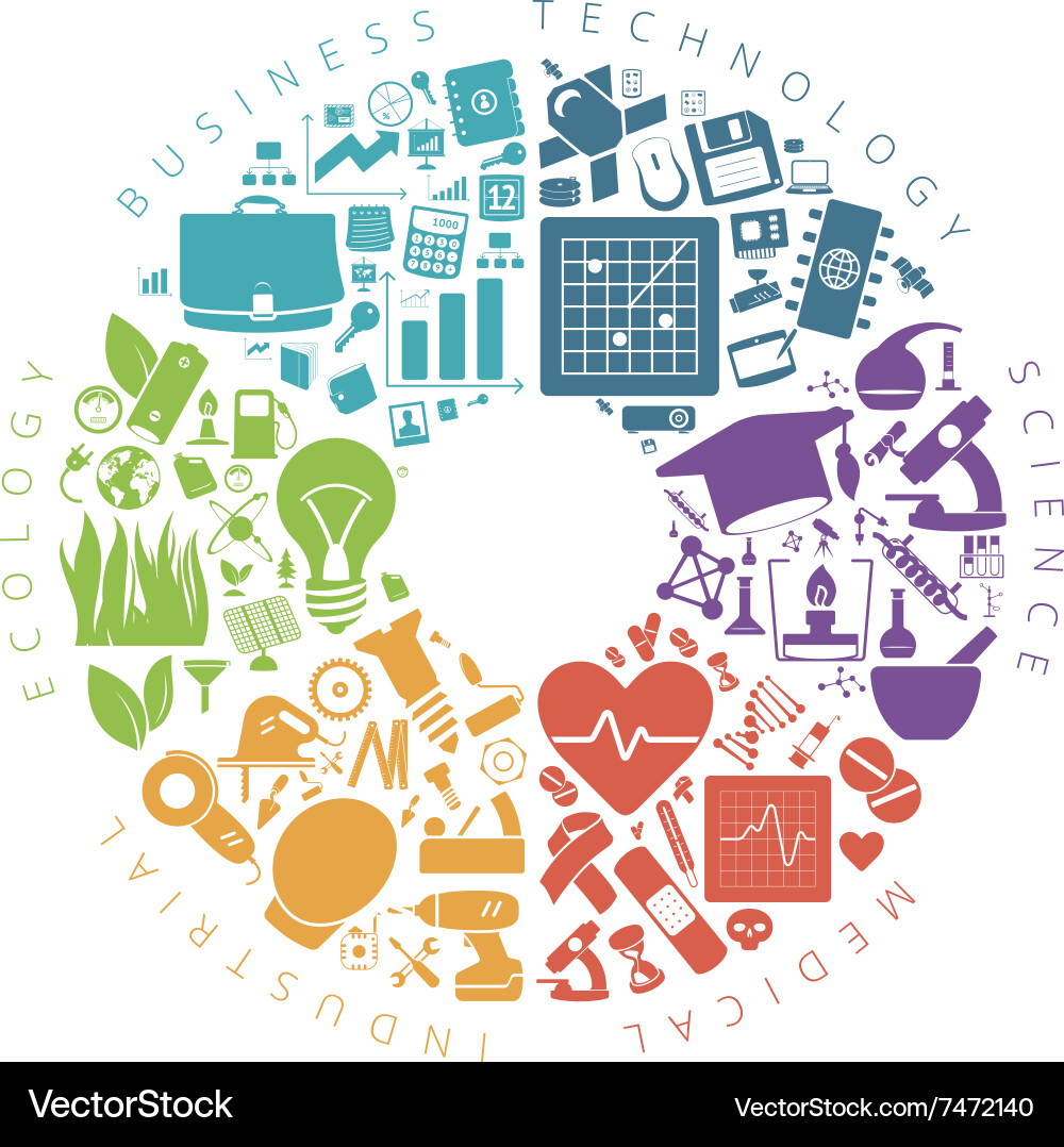 Technology & Science Icons - Circular Charts vector image