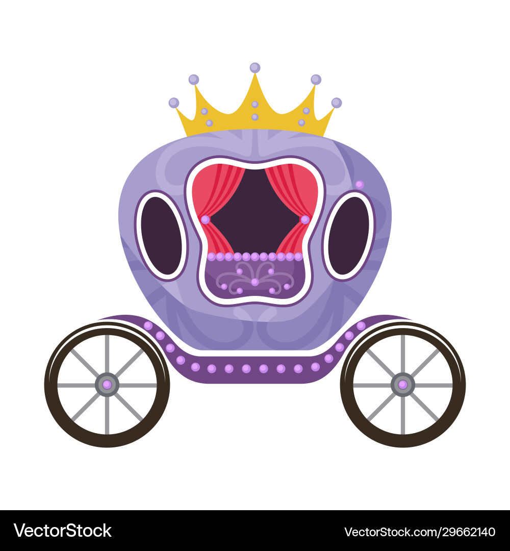 Violet fairytale royal carriage on a white vector image