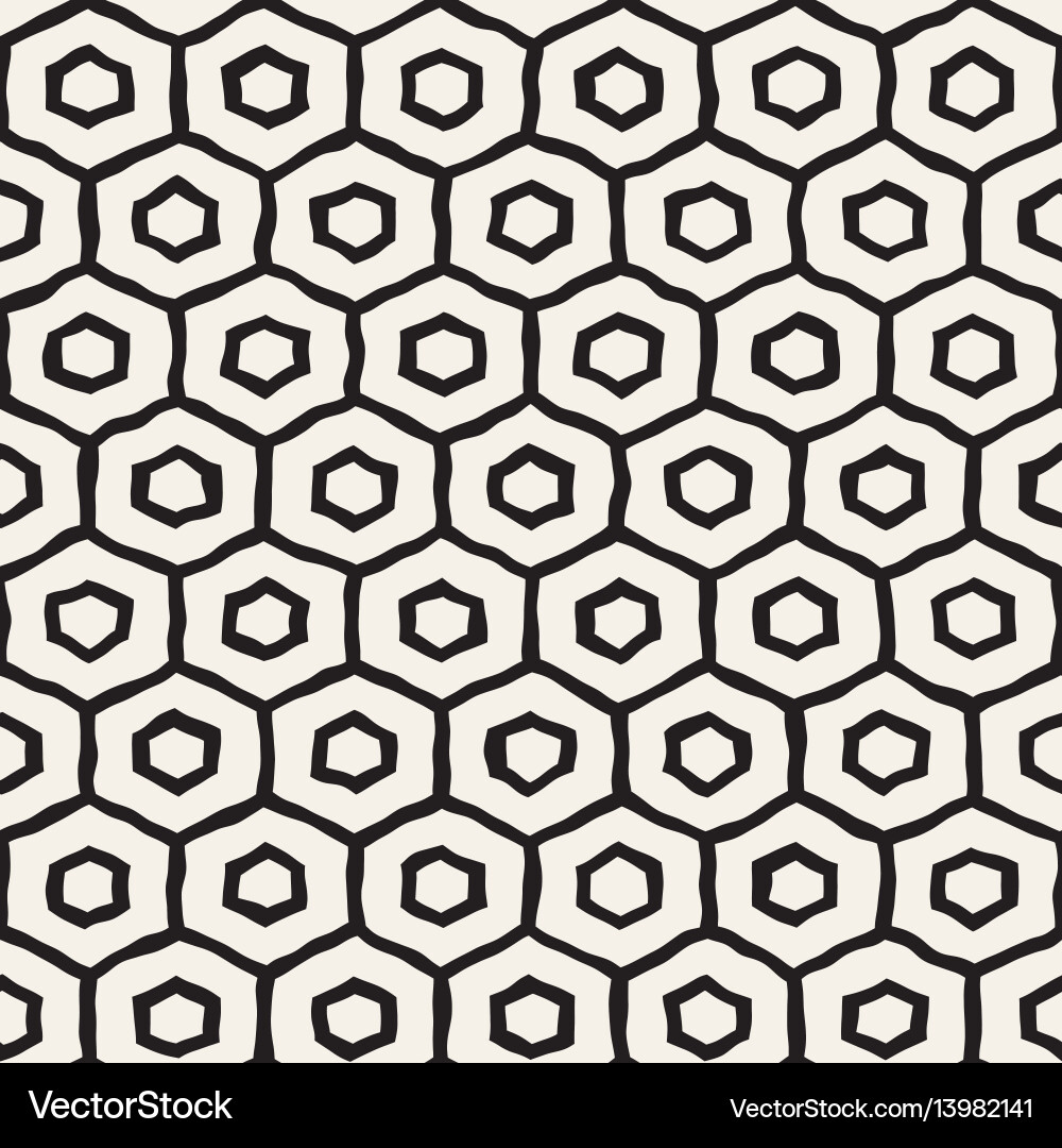 Black and White Hexagonal Pattern Vector Image