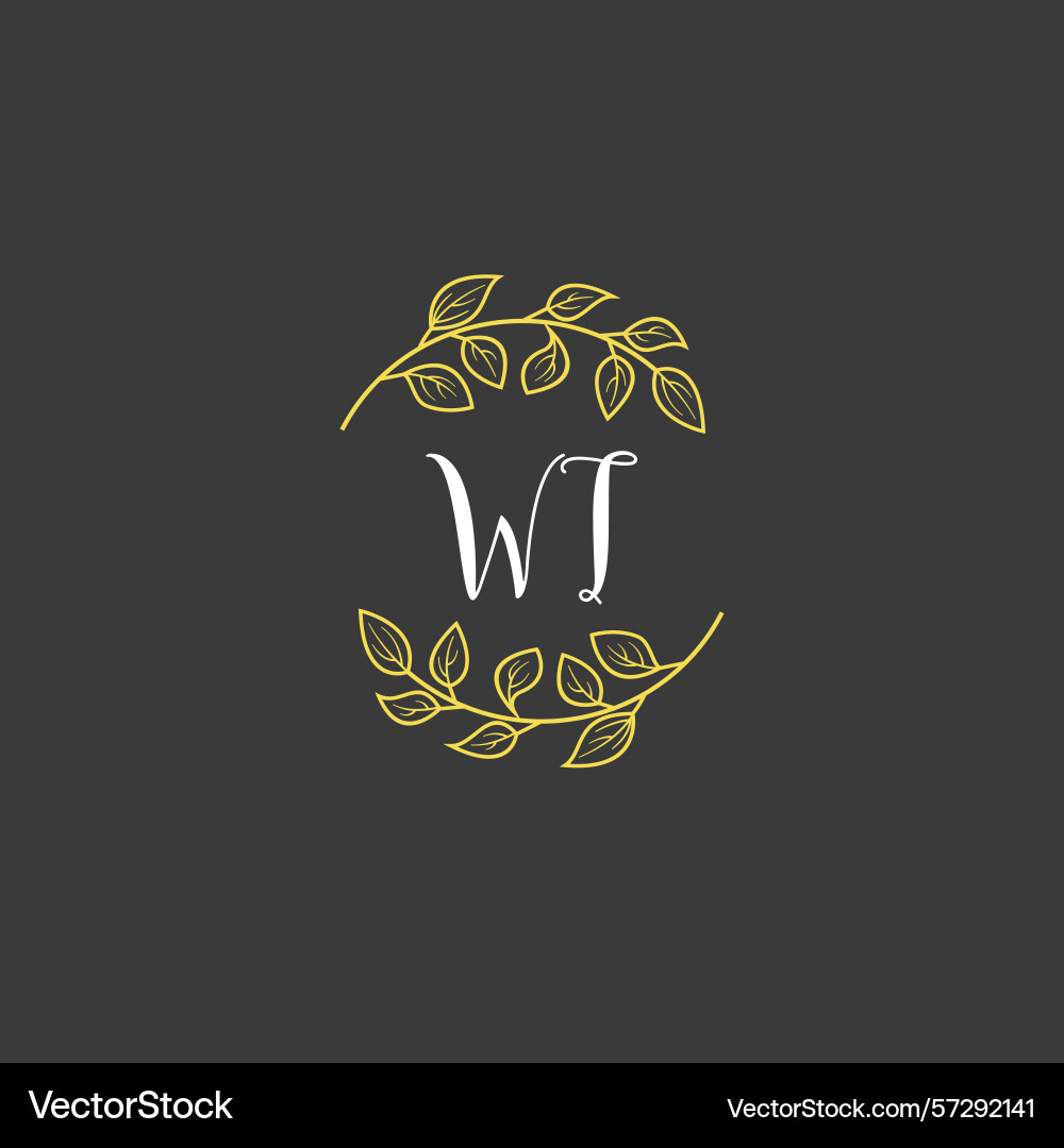 Botanical monogram logos with initial wt Vector Image