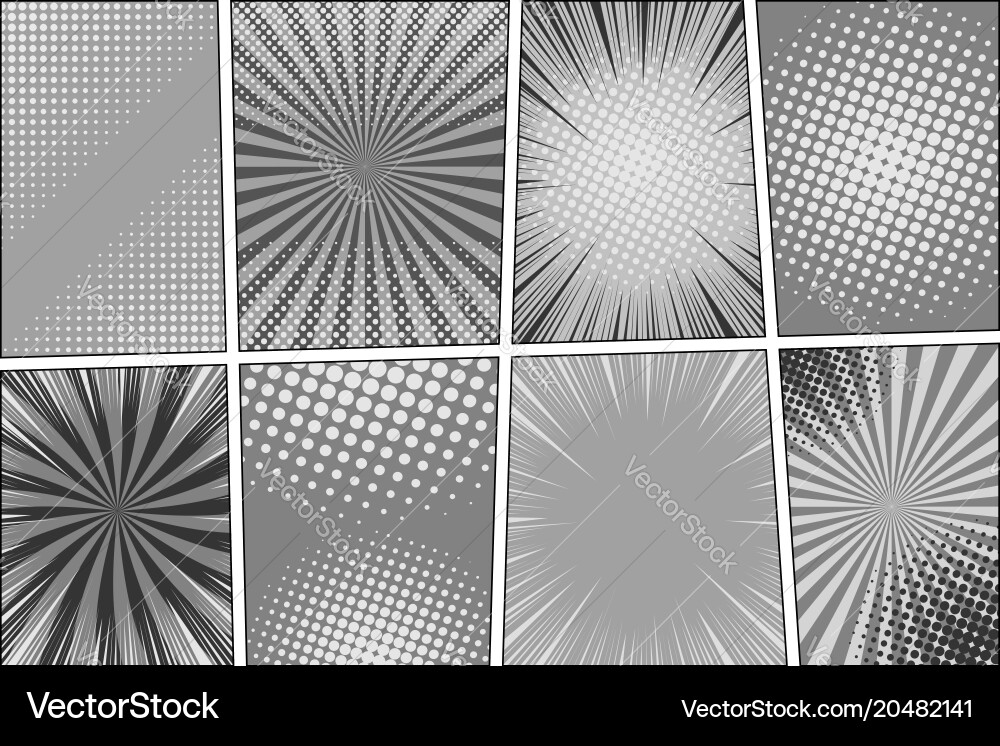 Comic book page monochrome template Royalty Free Vector