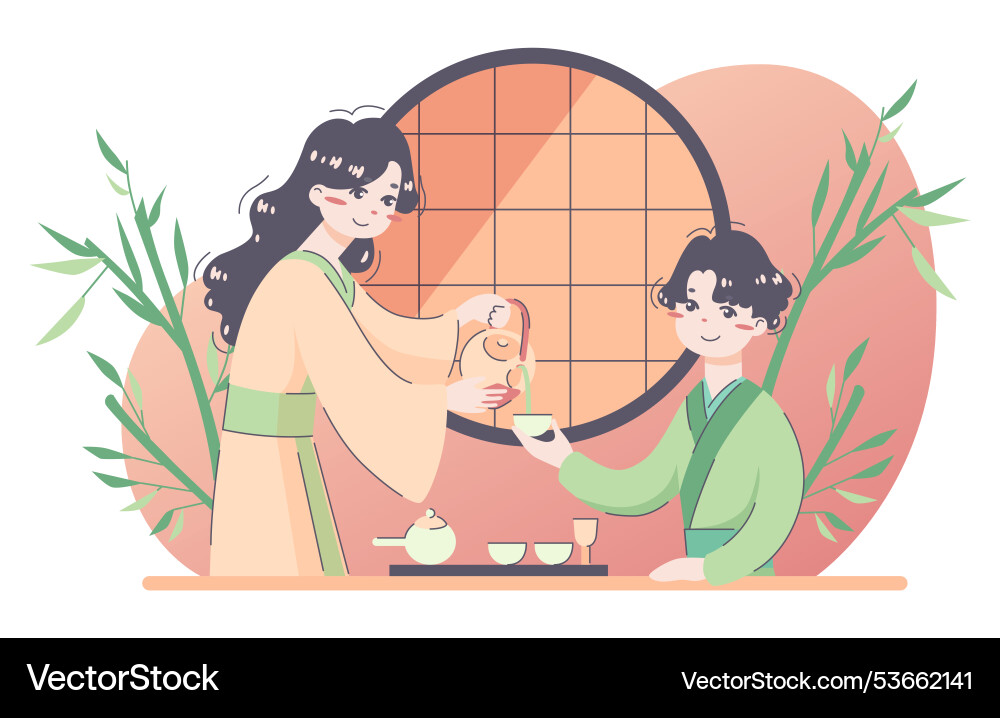 Daily routine of an asian man japanese family Vector Image