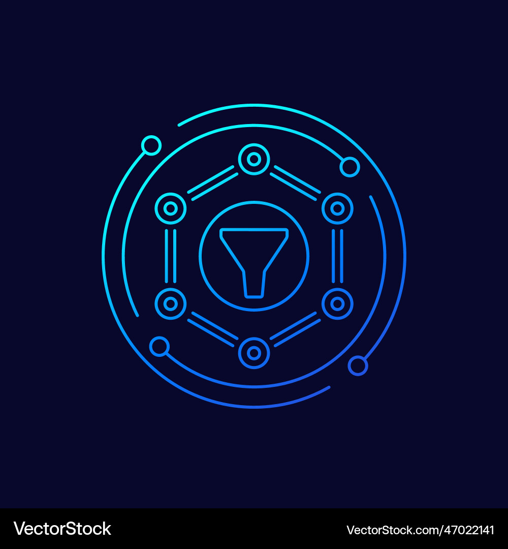 Data filtering process icon linear design Vector Image