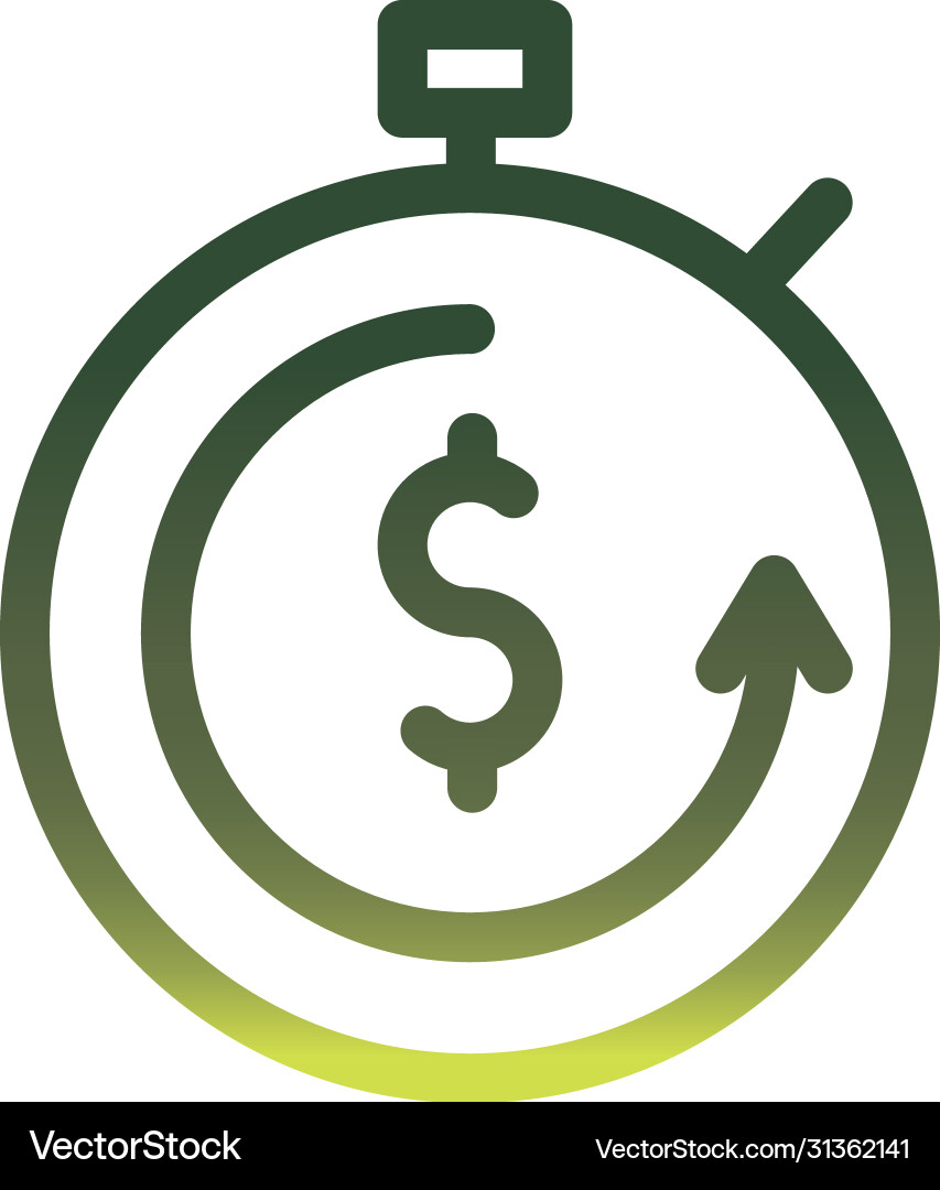 Dollar inside chronometer gradient style icon Vector Image