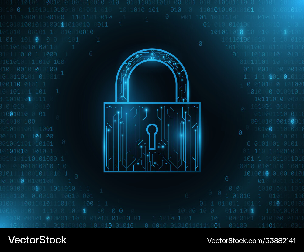 Futuristic security lock from a computer circuit Futuristic security lock from a computer circuit Vector Image
