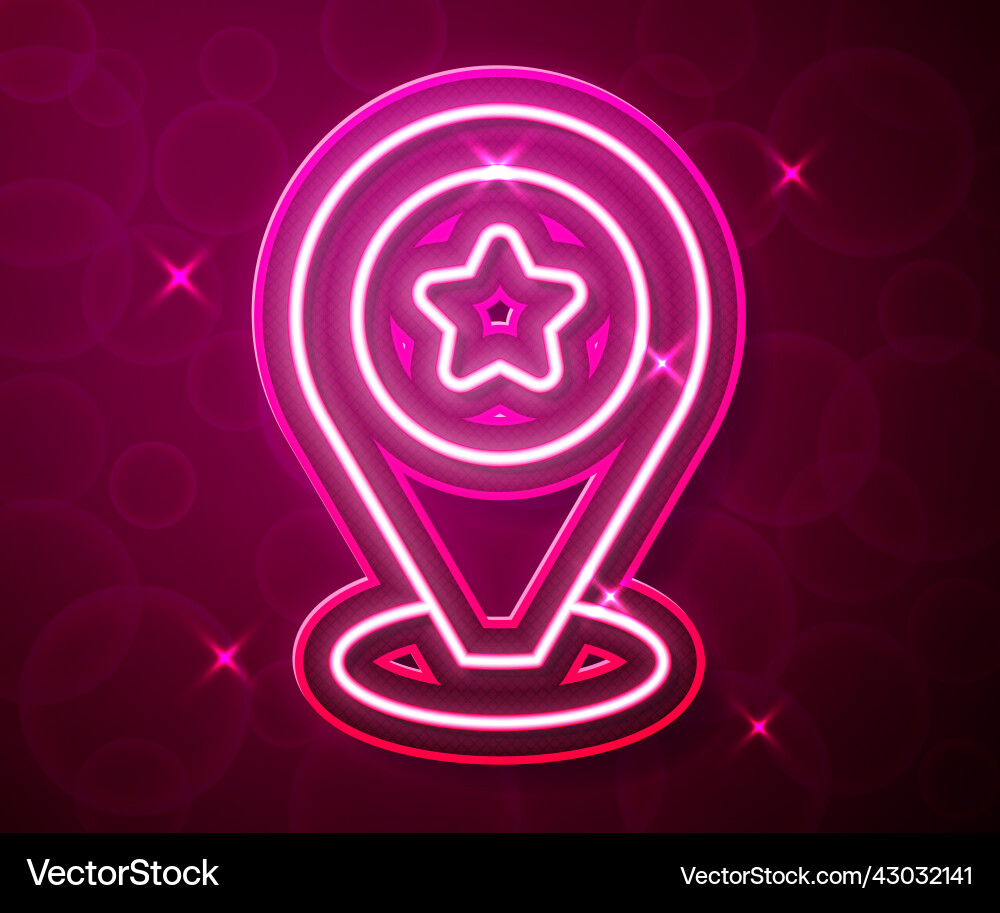 Glowing neon line map pointer with star icon Glowing neon line map pointer with star icon Vector Image