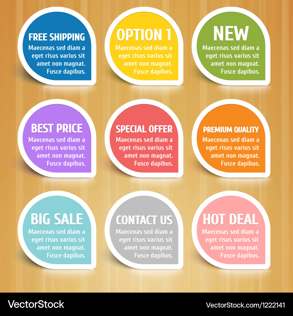 Labels design elements set vector image