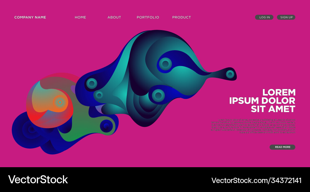 Modern colorful landing page abstract fluid Vector Image