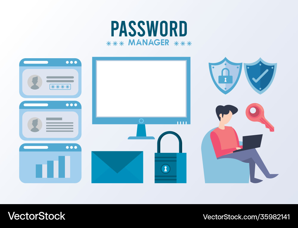 Password manager theme with bundle safe set icons Password manager theme with bundle safe set icons vector image