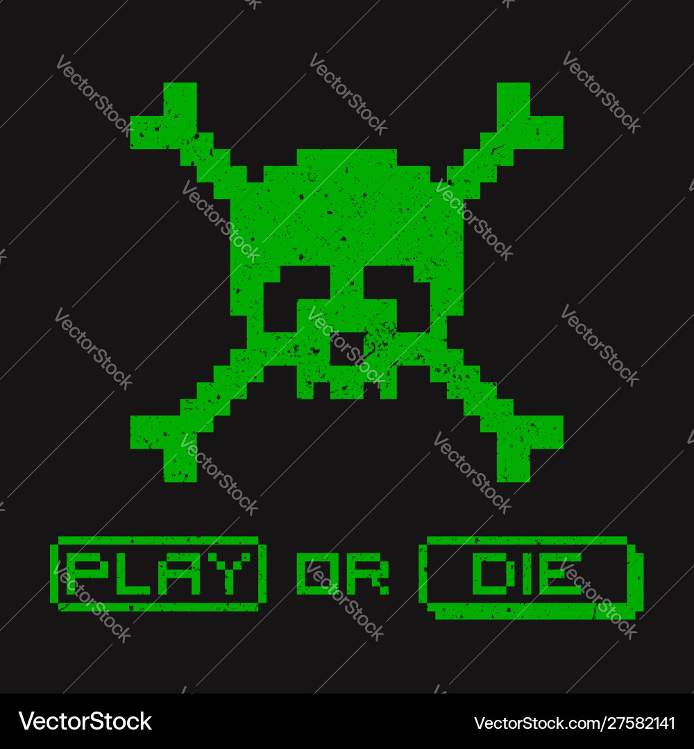 Pixelated Skull - Spielen oder Die Vektorbild