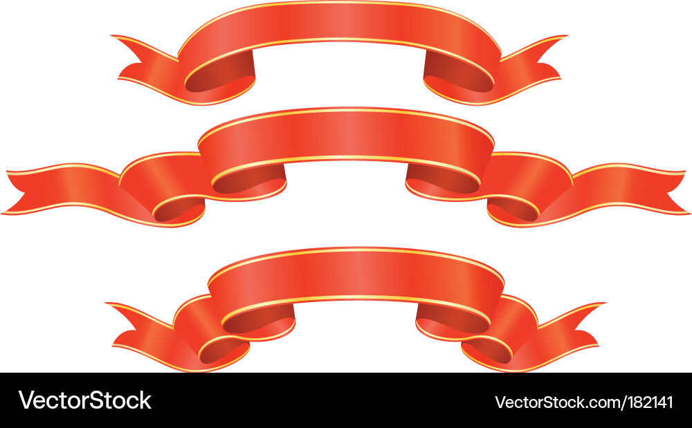 Red Ribbon Set Vector Image