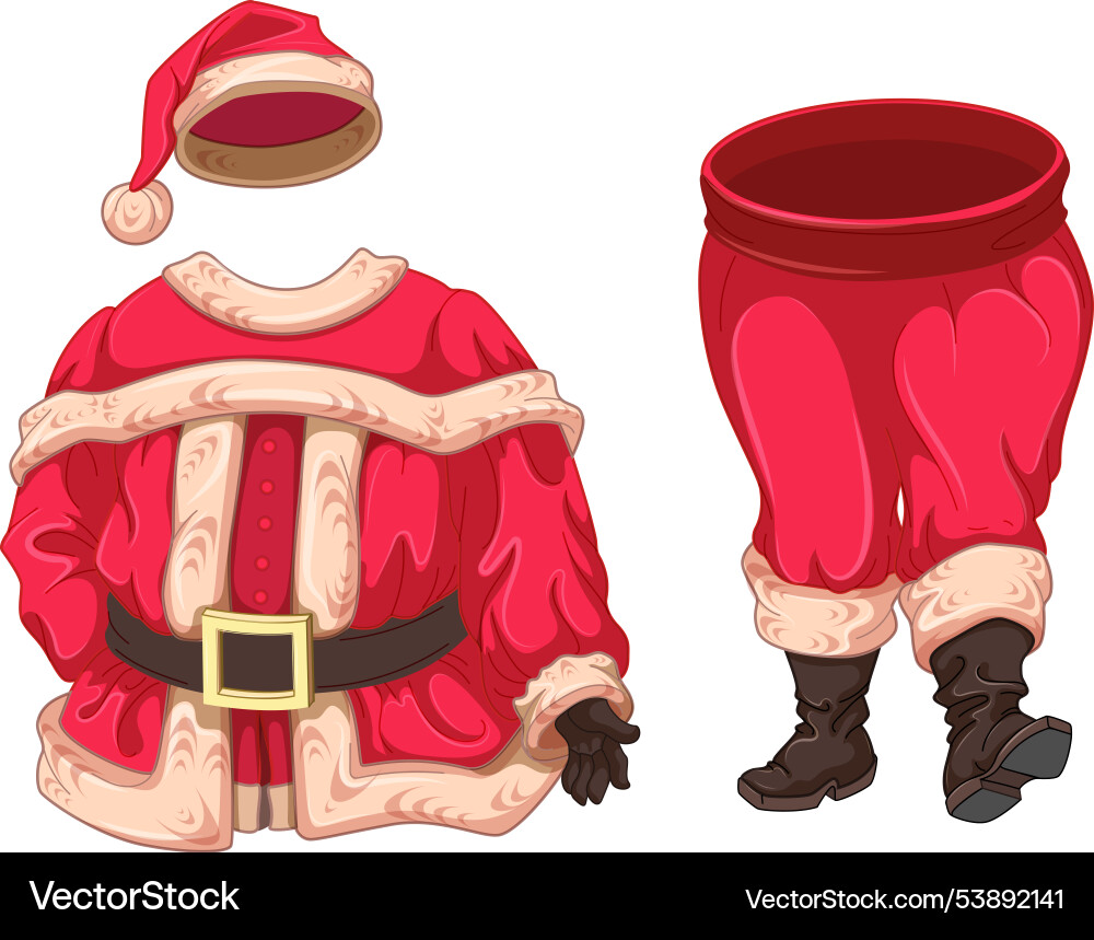 Red Santa Claus Suit Set Royalty Free Vector Image