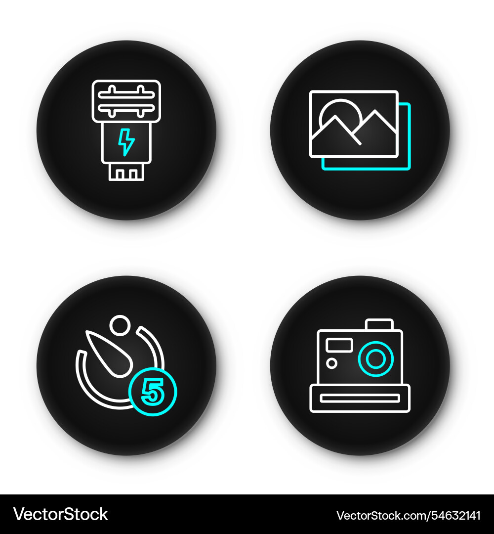 Set line photo camera timer frame Set line photo camera timer frame vector image