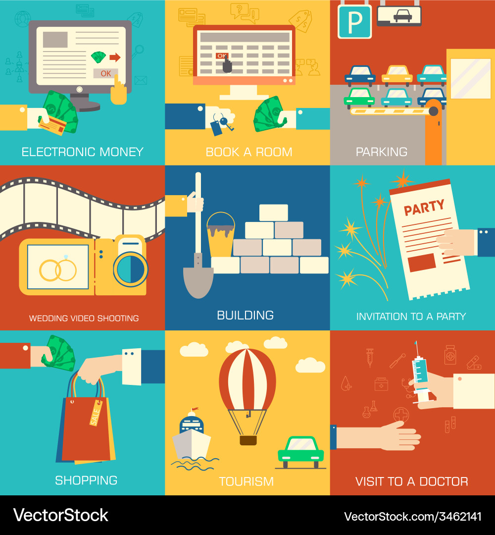 Set of flat communication concepts background vector image
