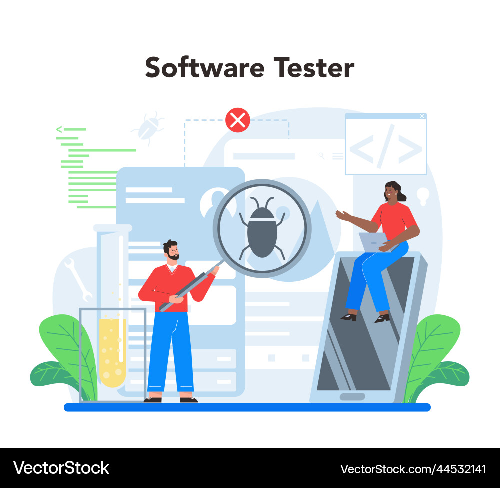 Software-Testkonzept Anwendung oder Website Software-Testkonzept Anwendung oder Website vektorbild