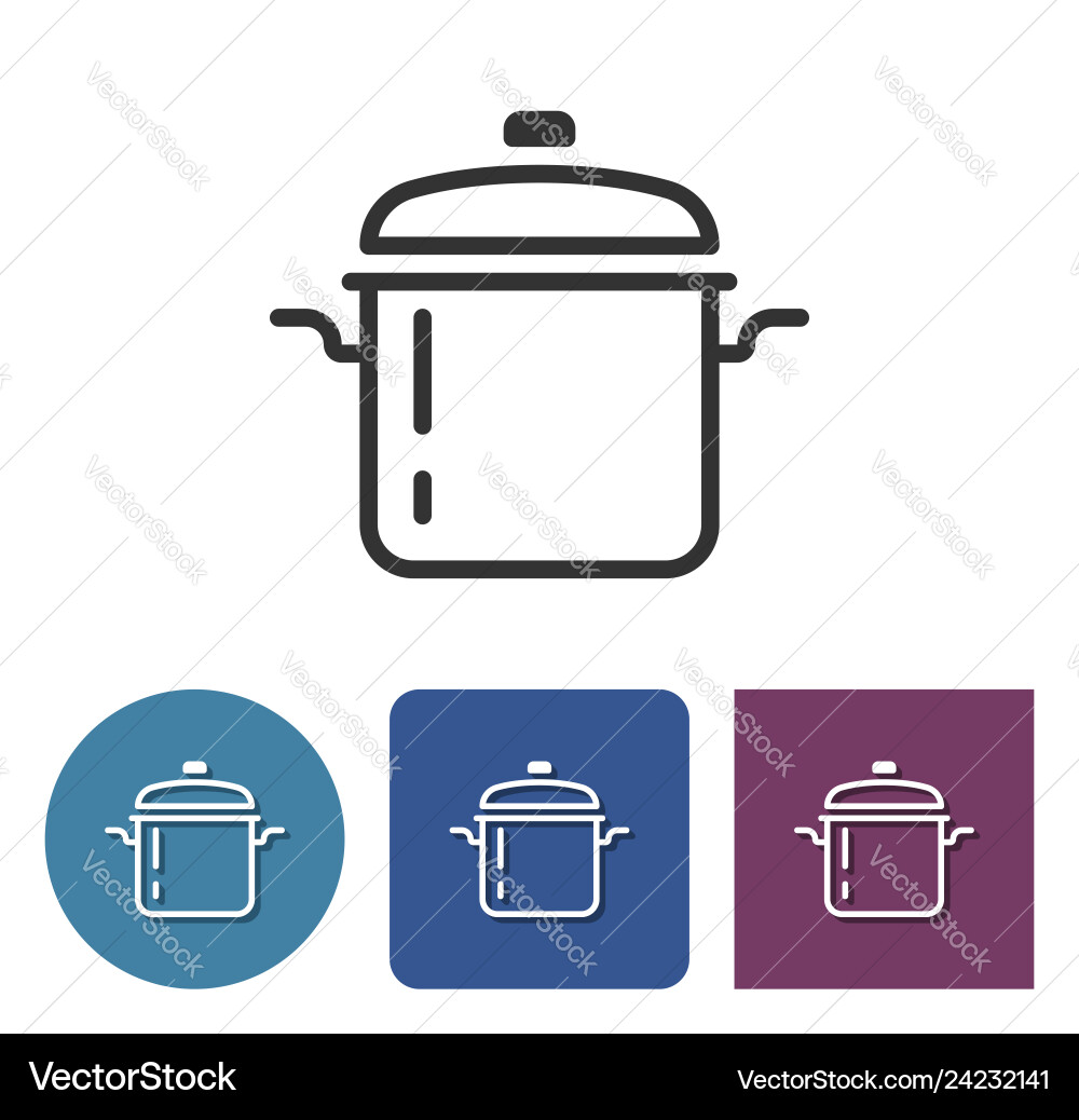 Stew pan line icon in different variants Vector Image