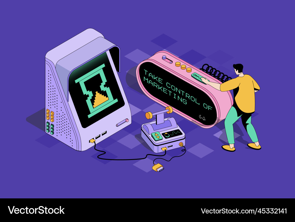 Time management concept in 3d isometric design Vector Image