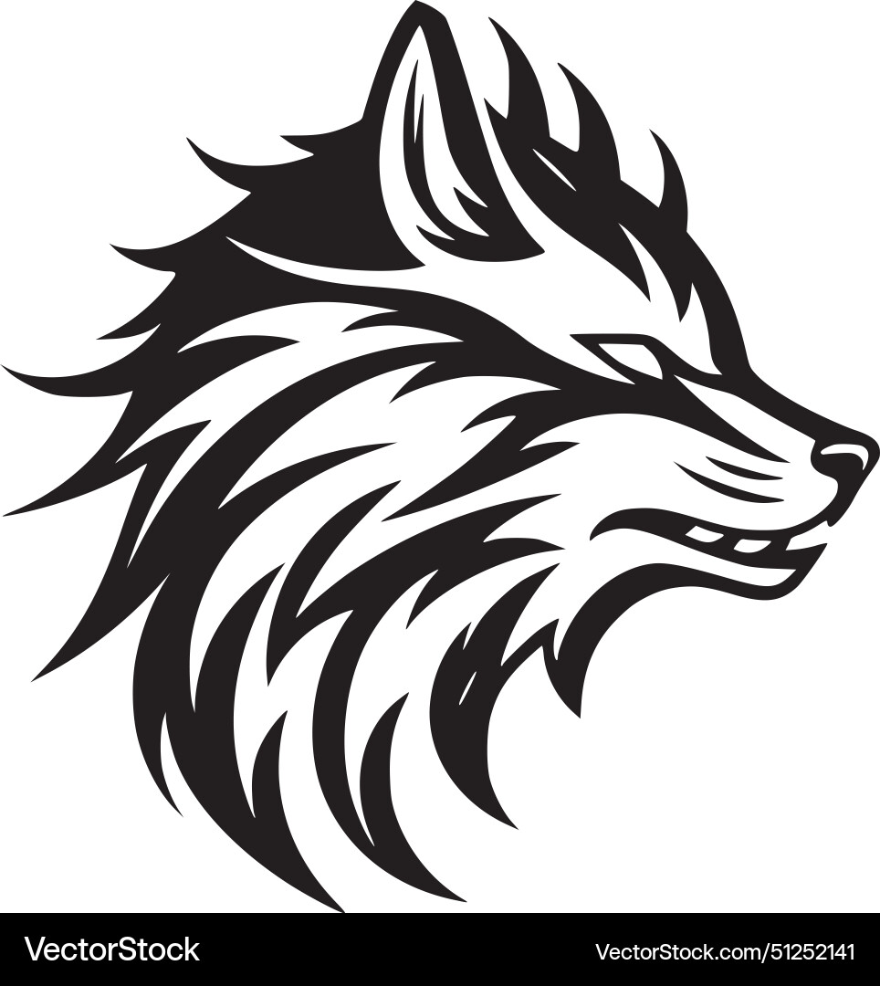 Wolf - black and white Royalty Free Vector Image