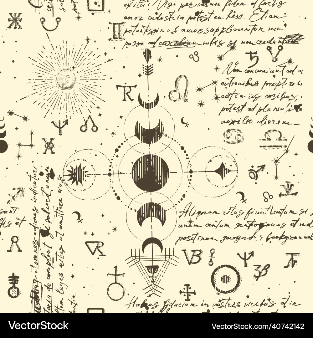 A pattern with an esoteric manuscript A pattern with an esoteric manuscript vector image