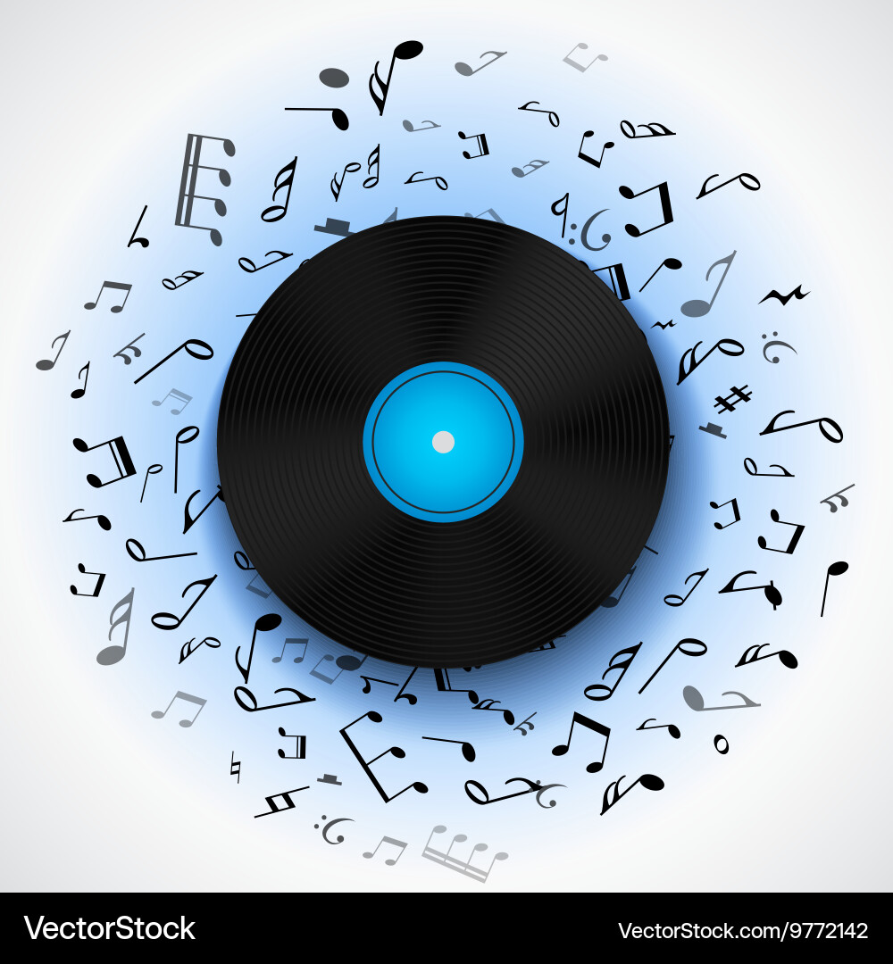 Abstract musical frame and border with black notes vector image
