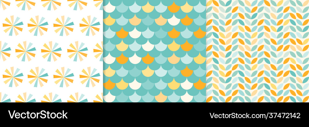 Abstract summer seamless patterns set vector image