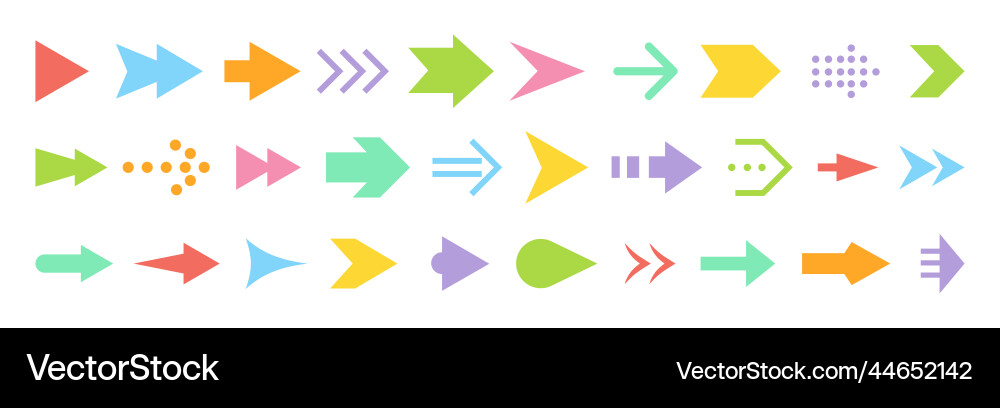 Arrow different shape cursor pointer flat icon set Vector Image