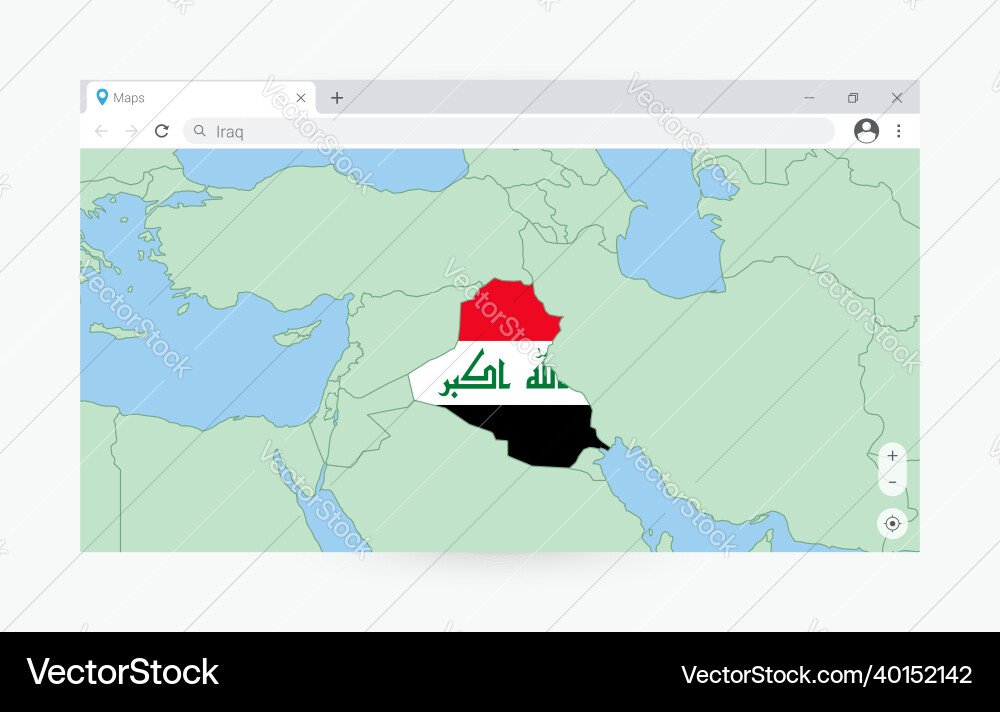 Browser window with map of iraq searching Browser window with map of iraq searching vector image