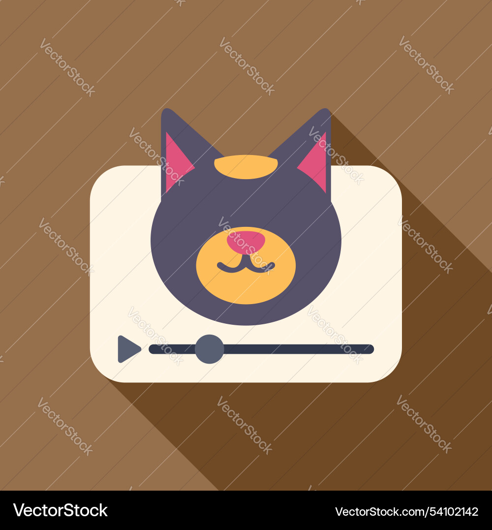 Cat video playing on media player interface Cat video playing on media player interface vector image