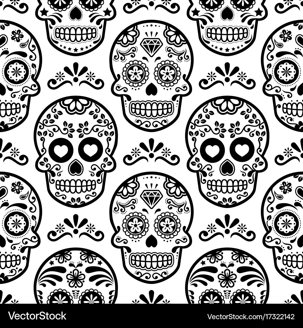 Dia de los Muertos Sugar Skull Pattern vector image