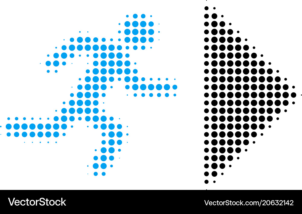 Exit direction halftone icon Exit direction halftone icon vector image