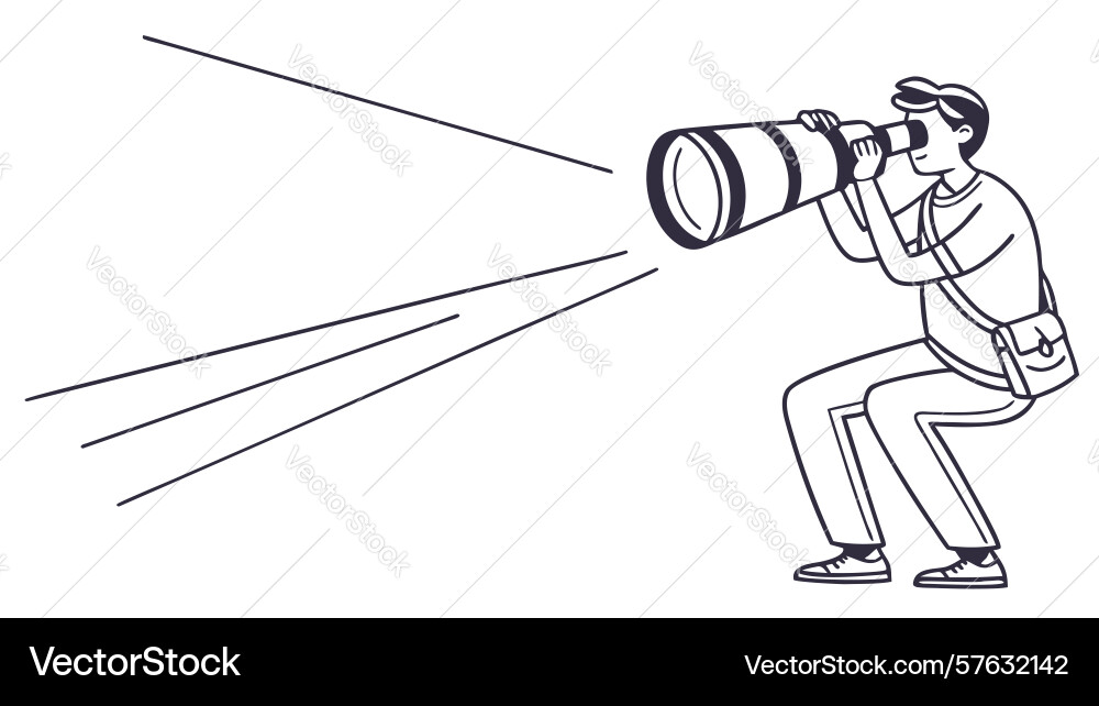 Focused observer with long-range scope design Vector Image