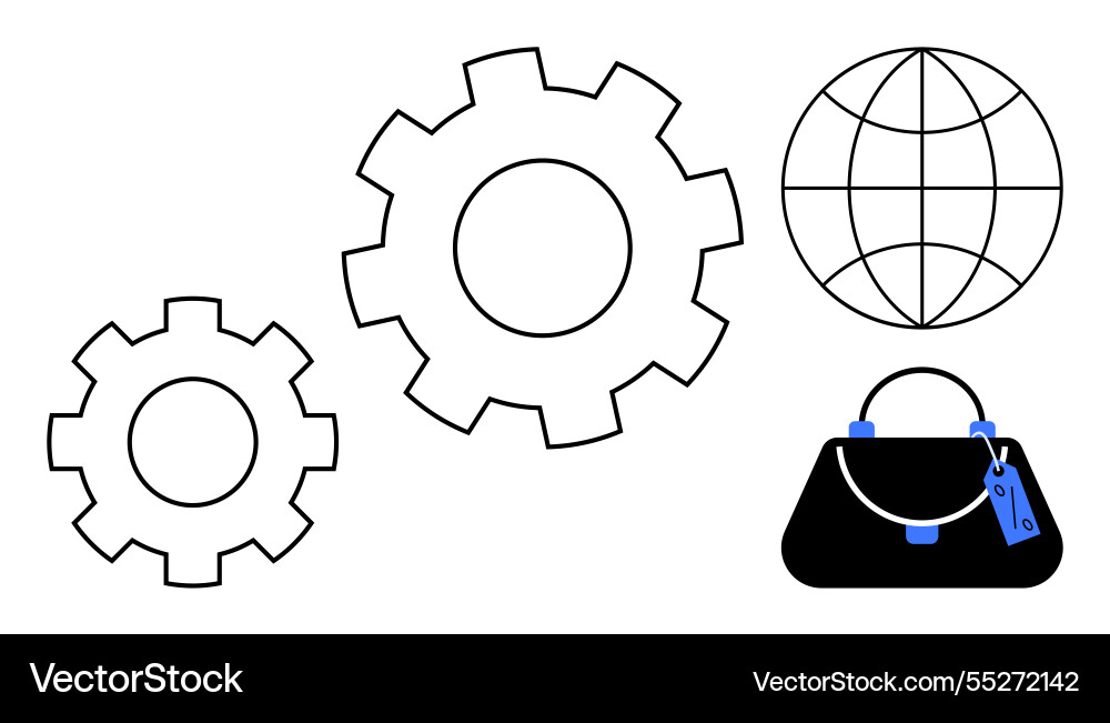 Geared progress interaction of technology global Geared progress interaction of technology global vector image