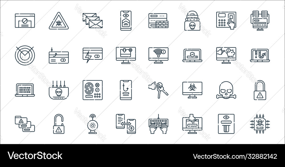 Hacker Linie Icons lineare Set Qualität Hacker Linie Icons lineare Set Qualität vektorbild