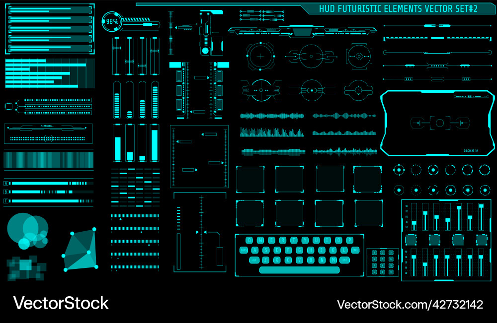 Hud ui game futuristic elements set abstract Hud ui game futuristic elements set abstract vector image
