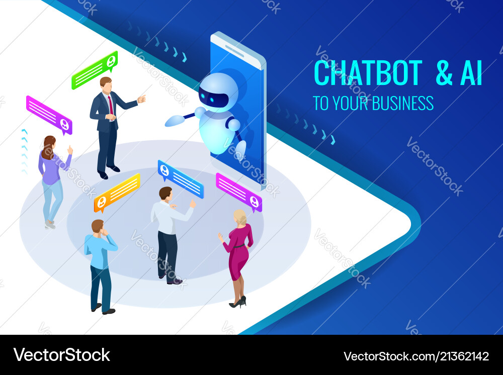 Isometric artificial intelligence chat bot Isometric artificial intelligence chat bot Vector Image