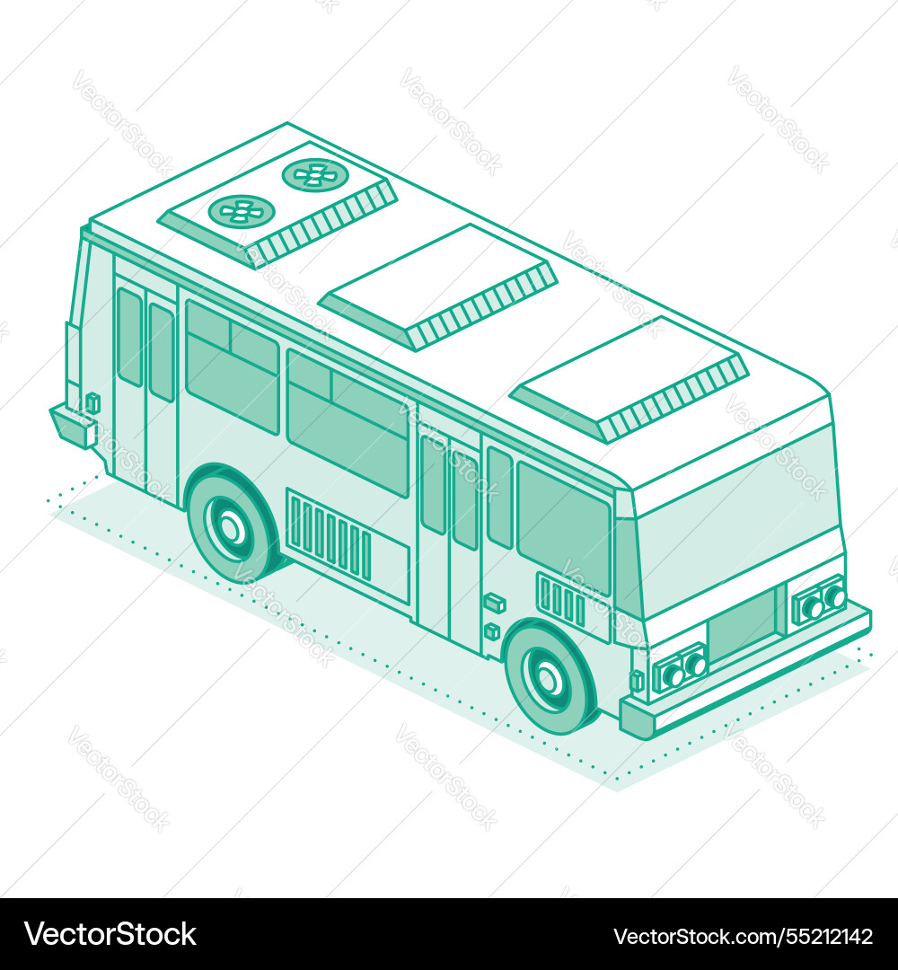 Isometric school bus outline object isolated Isometric school bus outline object isolated vector image
